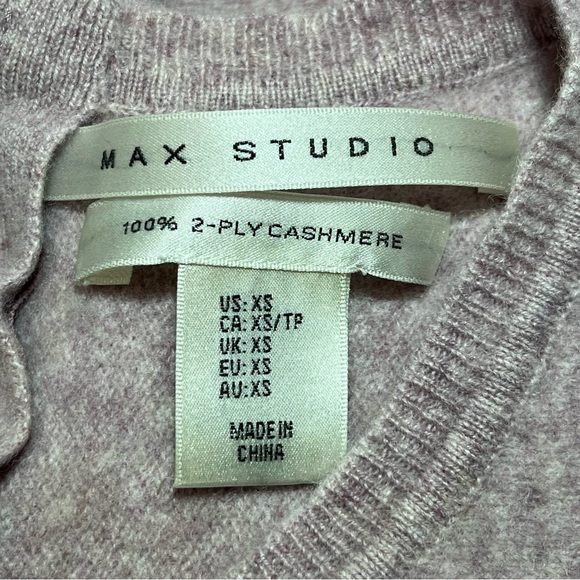 Max Studio Womens 2 Ply Cashmere Sweater Womens Size XS Purple Back Zip - Picture 4 of 8